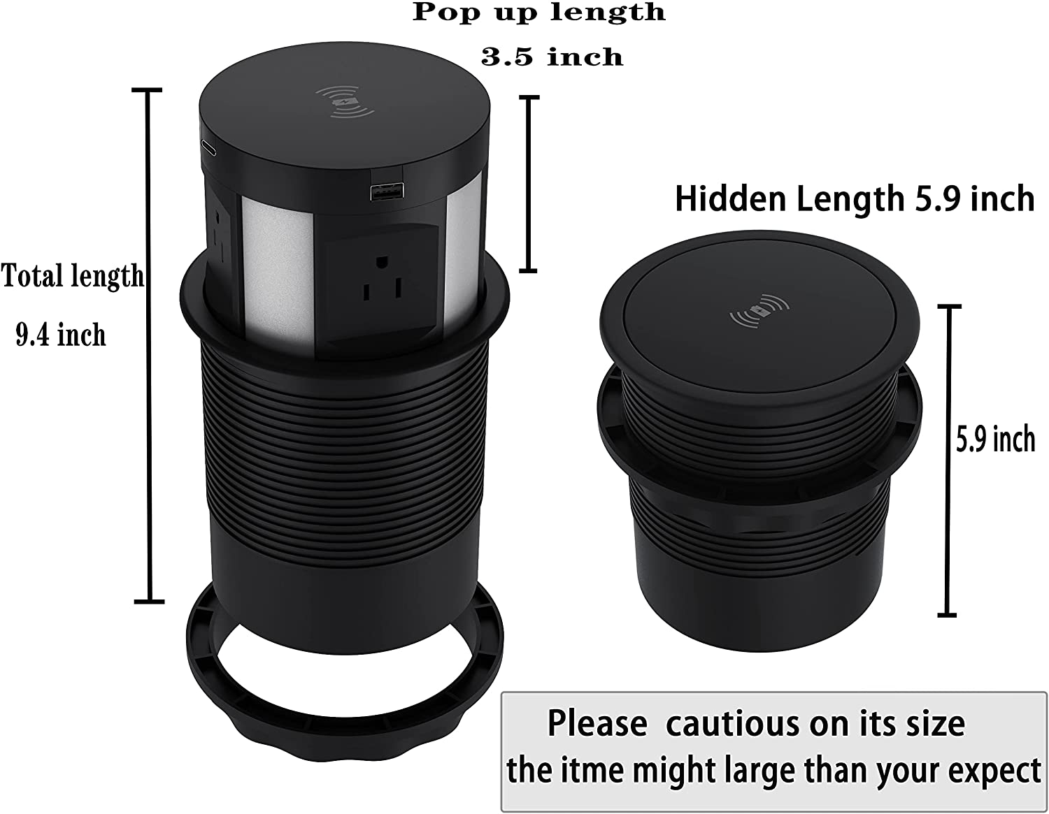 Wireless Charging Kitchen Counter Pop Up With 4 Receptacles with Type-A and Type-C USB - ETL Certified - Sonic Electric