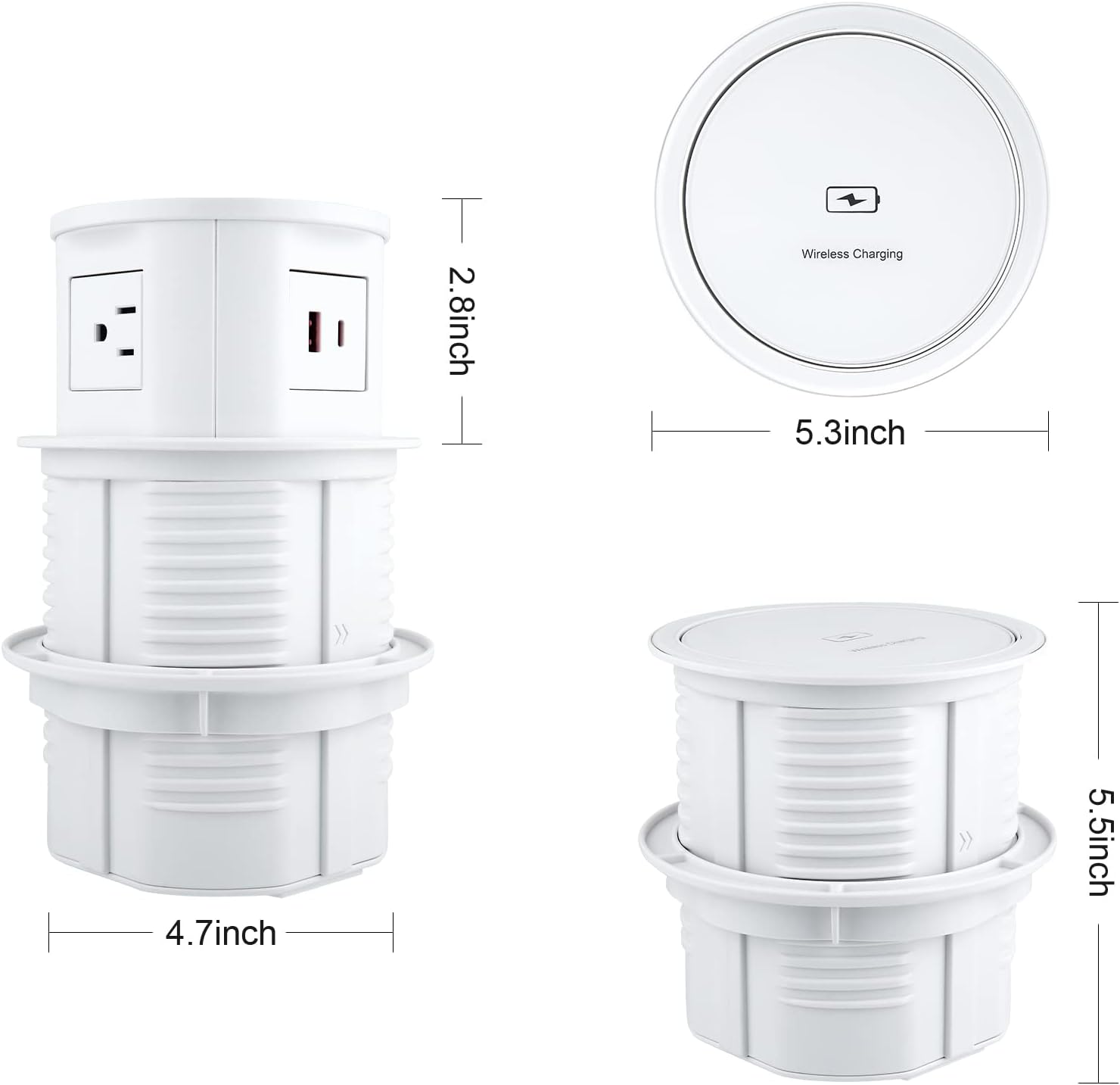 Wireless Charging Kitchen Counter Pop Up With 4 Receptacles with Type-A and Type-C USB - New Version - Sonic Electric