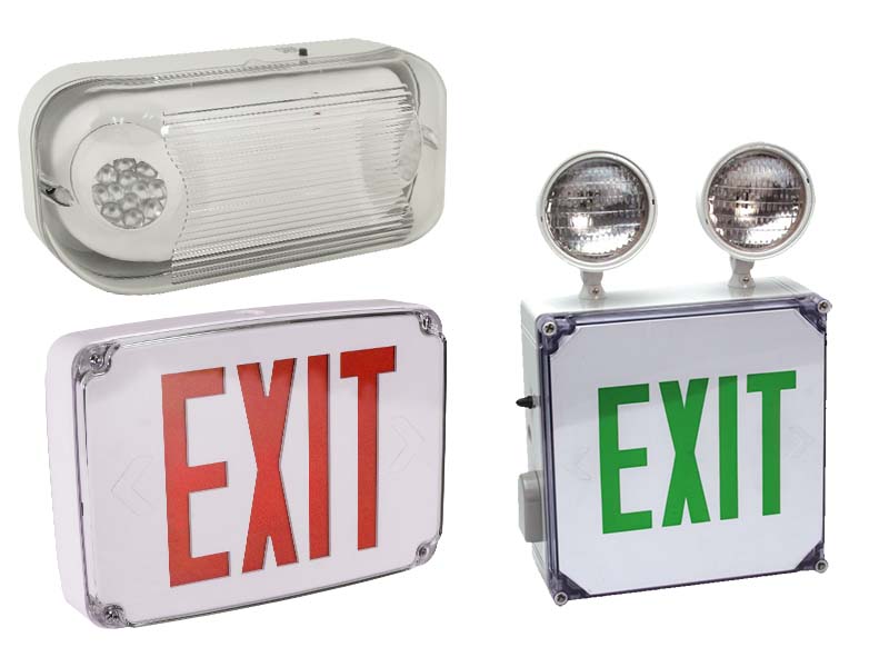 Wet Location Exit Sign & Emergency Lights