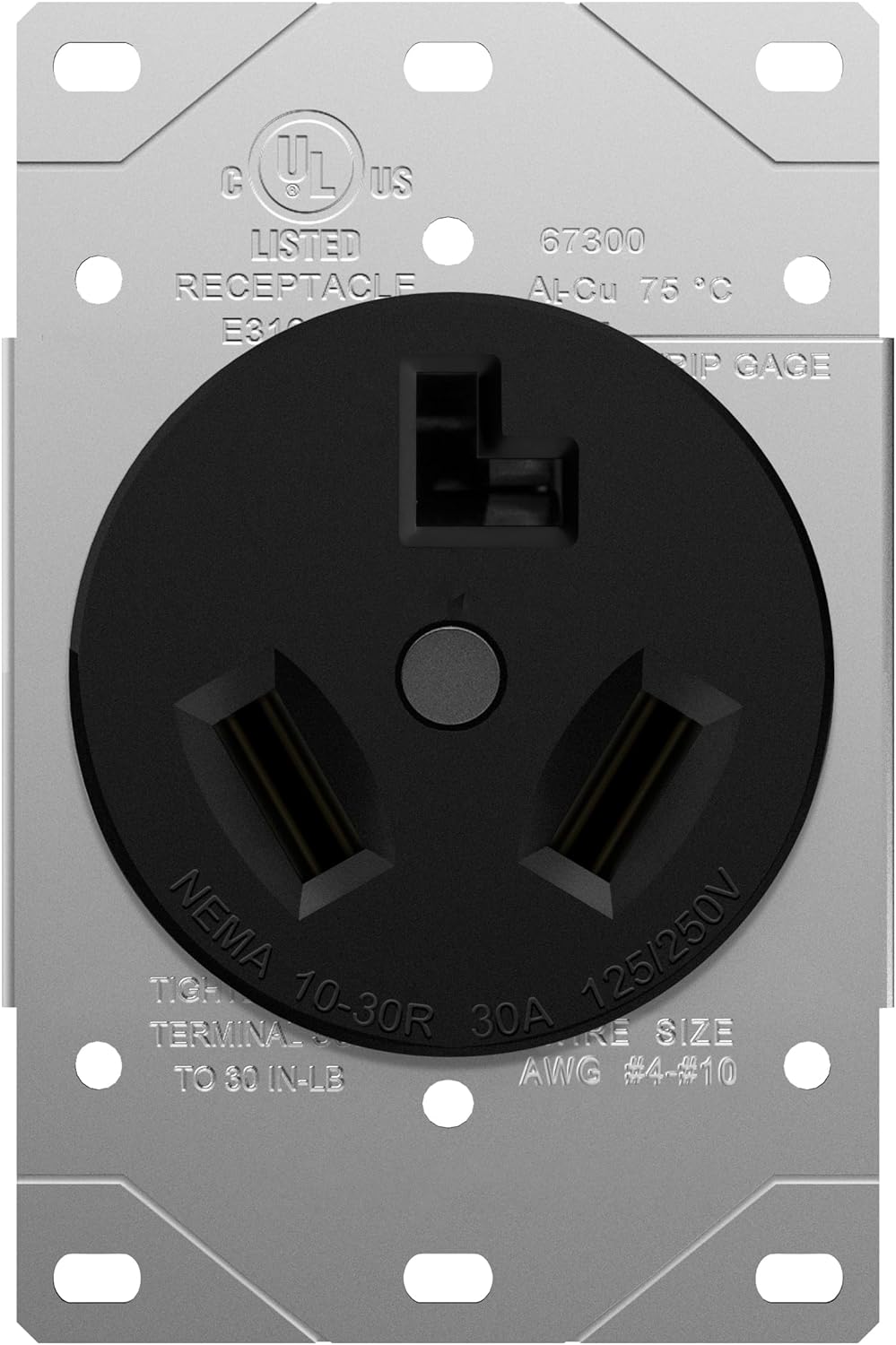 30 Amp Receptacle, 125/250 Volt, NEMA 14-30R, 3 Pole, 3 Wired