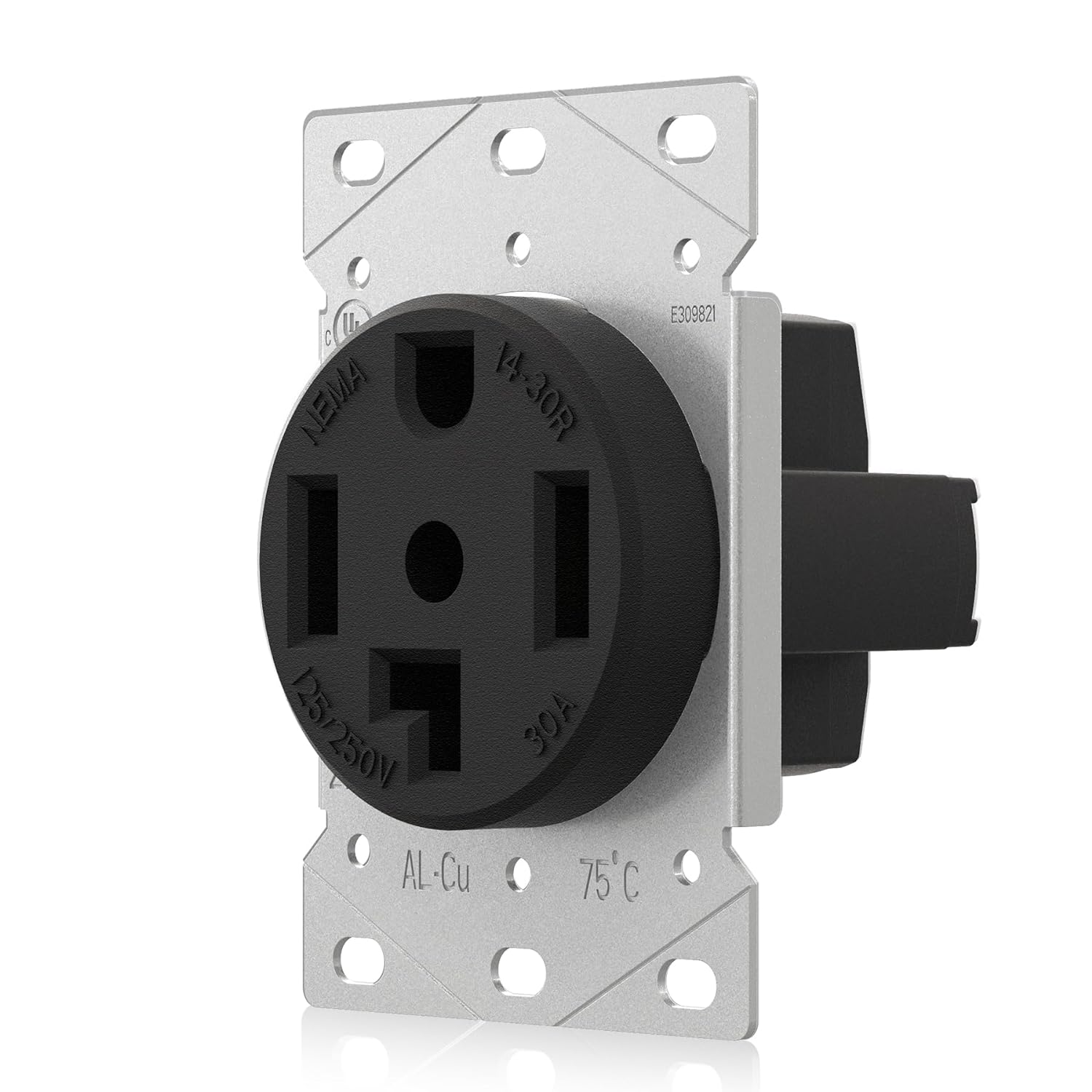 30 Amp Receptacle, 125/250 Volt, NEMA 14-30R, 3 Pole, 4 Wired