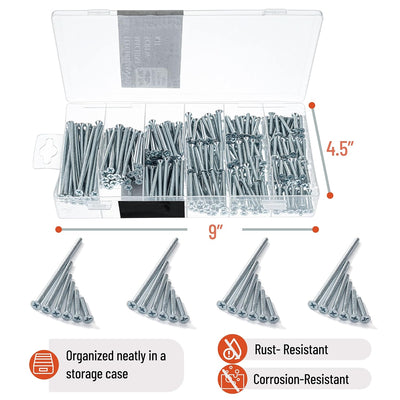 Flat Head Phillips Machine Screw Kit Assortment - 6-32, 8-32 or 10-32