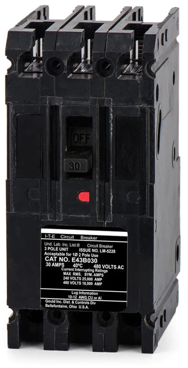 Siemens E43B030 3 Pole Circuit Breaker, Used