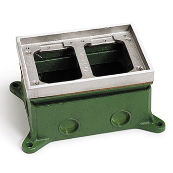 Lew Electric 1102-58-A Cast Iron 2 Gang Adjustable Floor Box With Aluminum Tile Frame