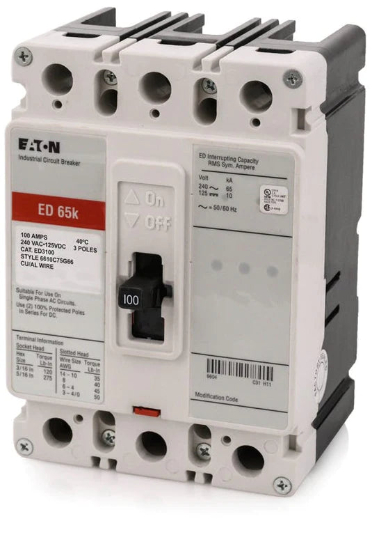 Eaton/Cutler-Hammer ED3100 3-Pole Circuit Breaker - Used
