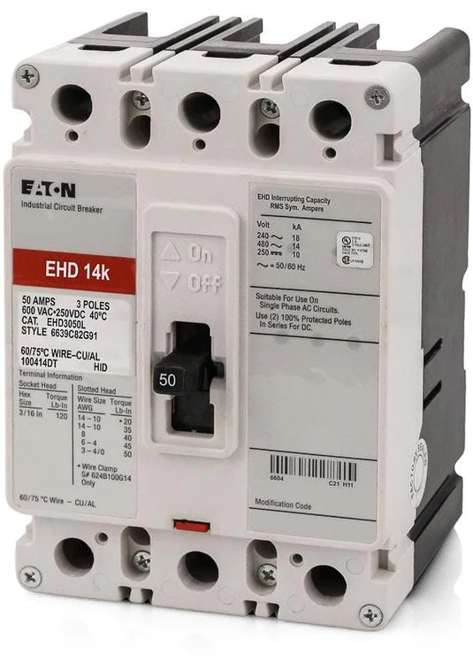 Eaton/Cutler-Hammer EHD3050L 3 Pole Circuit Breaker