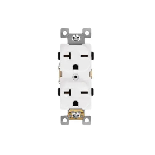 20 Amp 250 Volt Duplex Receptacle, Heavy-Duty, UL Certified, White