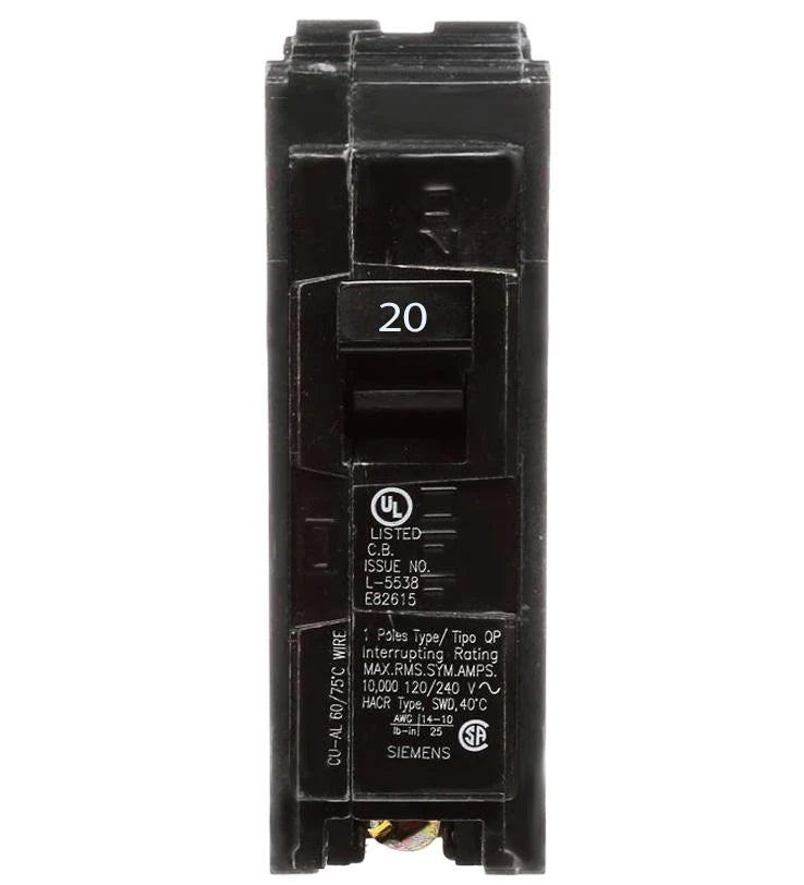 Siemens EQP120 20-Amp 1-Pole Type QP Circuit Breaker- Used