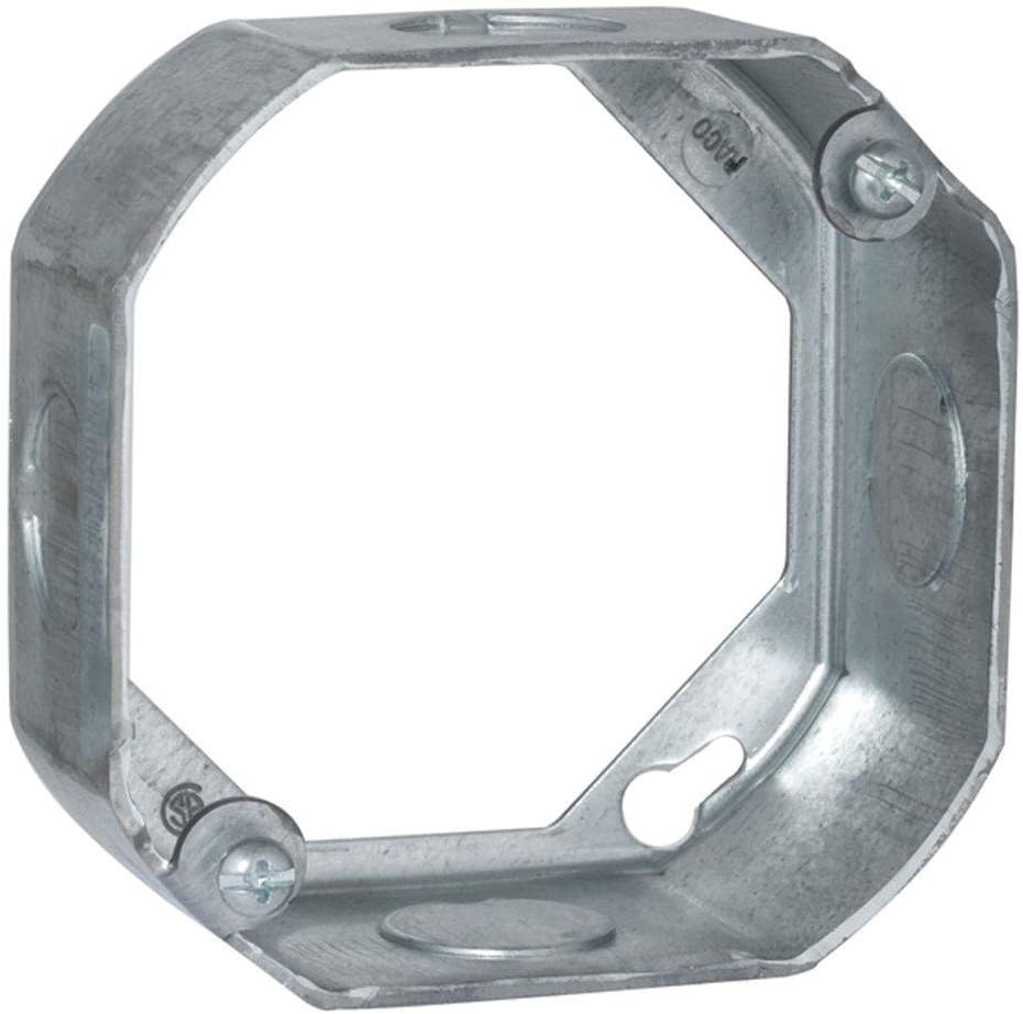 4" Welded Octagon Steel Extension Ring, 1-1/2" Deep, (4) 1/2" KO