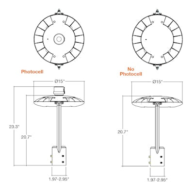 Envision LED-PST-3P150-TRI-BL-UNV-125W-50K, 120/277V, Post Top Flood Bolt-Line - Black