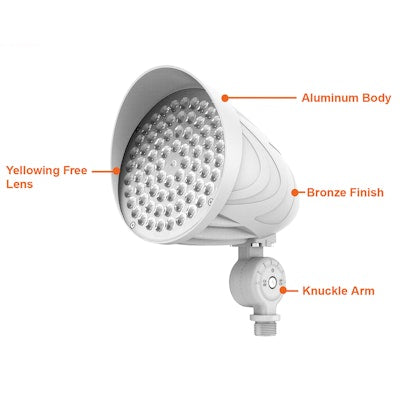 Envision LED-BLT-3P25W-TRI-WH-KN-UNV Bullet Flood Trunnion: MAGNA-Line (Photocell Included) - White