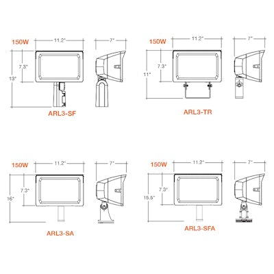 Envision LED-ARL3-ARC-3P150-TRI-WH-UNV-PC-80W-40K, 120-277V, Large Flood Lights ARCY-Line - White