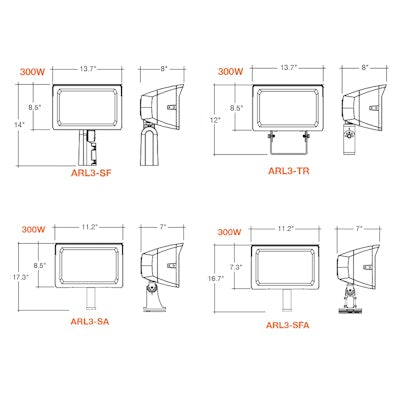 Envision LED-ARL3-ARC-3P300-TRI-BL-UNV-PC-300W-40K, 120-277V, ARCY-Line Large Area Lights - Black