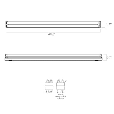 Envision T8-4FT-2/1L-STRIP, 4 ft T8 1 or 2 lamp strip fixture (double sided connection), 4 FT T8 Strip Fixture - White