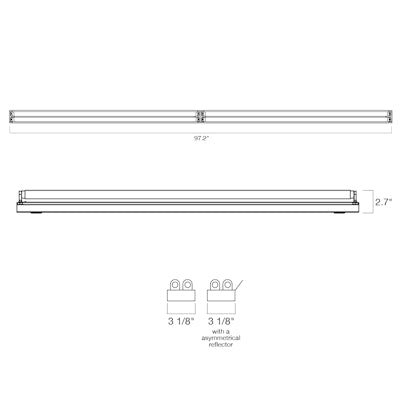 Envision T8-8FT-4/2L-STRIP, 8 ft T8 2 or 4 lamp strip fixture (double sided connection), 8 FT T8 Strip Fixture - White