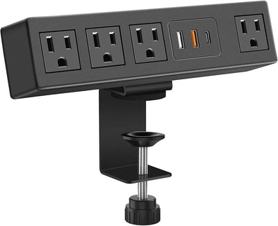 Desk Clamp Power Strip with USB-C PD & USB-A QC 3.0, Surge Protector, 6FT, 1200J, 125V