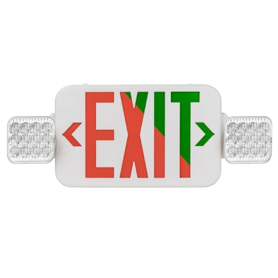 Envision LED-EM-EXT-RG-WH-CMB-RC, 120-277V, LED Emergency Exit Sign RED Single or Double Sided w/ Bug Eye w/ Remote Function - White