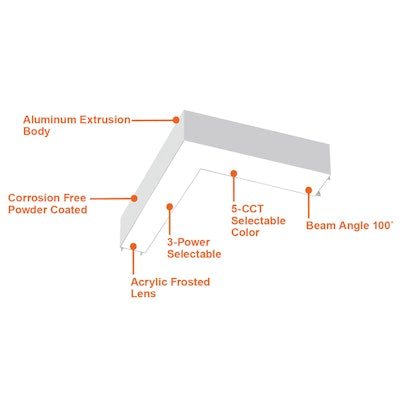 Envision LED-ALIN2-12X12-L-3P25-D-5CCT-WH ARCY-LINE: 12x12" L-Shape Downlight