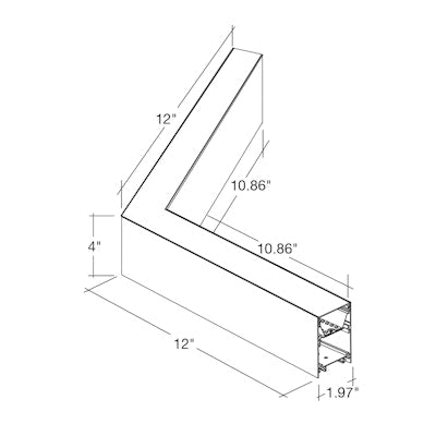 Envision LED-ALIN2-12X12-120L-3P25-D-5CCT-WH-TML ARCY-LINE: 12x12" 120° L-Shape (Trimless)