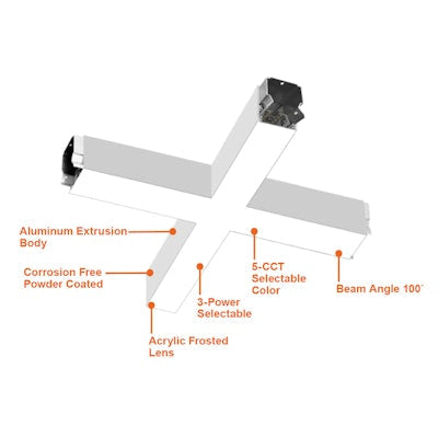 Envision LED-ALIN2-22X22-X-3P50-UD-5CCT-WH ARCY-LINE: 22X22" X-Shape Downlight