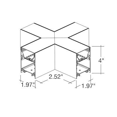 Envision LED-ALIN2-X-D-5CCT-WH-RTK ARCY-LINE: X-Shape Connector Recessed Flange - White