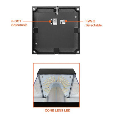 Envision LED-BLD-3P22-SQ-5CCT-UNV-CN-FL-BZ-44 Bollard Square - Bronze Square Cone Flat Top - Black