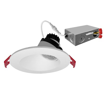 Envision LED-SL-SLP-ADJ-4R-8W-5CCT-WH 4" Regressed Gimbal Downlight for Sloped Ceilings (Canless) - White Round