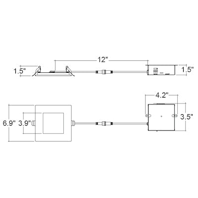 Envision LED-SL-PNL-6SQ-15W-5CCT-FR-WH-15W-27K, 120V, 6" External J-Box Square Downlight Slim-Line Fire Rated - White