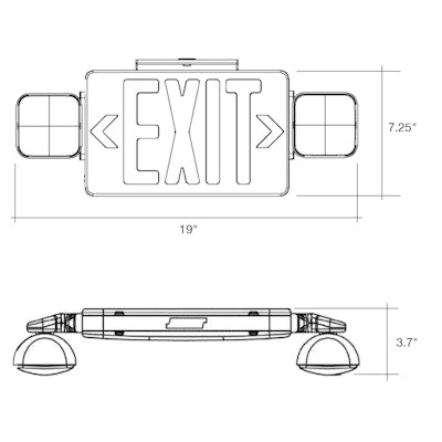 Envision LED-EM-EXT-RG-WH-CMB-RC, 120-277V, LED Emergency Exit Sign RED Single or Double Sided w/ Bug Eye w/ Remote Function - White