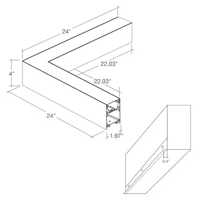 Envision LED-ALIN2-24X24-L-3P25-D-5CCT-WH-RTK ARCY-LINE: 24X24" L-Shape Downlight Recessed Flange