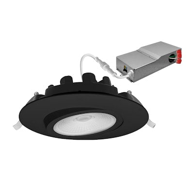 Envision LED-DLJBX-ADJ-6-18W-5CCT-BLK-R 6" External J-Box Canless Gimbal Downlight - Black