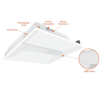 Envision LED-CBT-TL-2X4-3P50-4CCT-40W-40K, 120/277V, 2x4 LED Center Basket Thin LuxLume Troffer - White