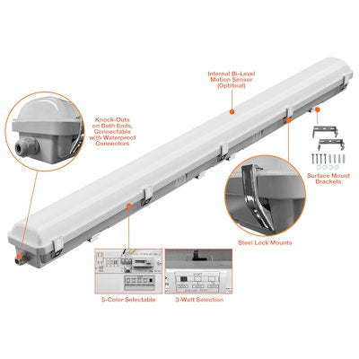 Envision LED-VPT-2FT-3P25-5CCT-UNV-20W-30K, 120/277V, 2' Linear Vapor Tight - White