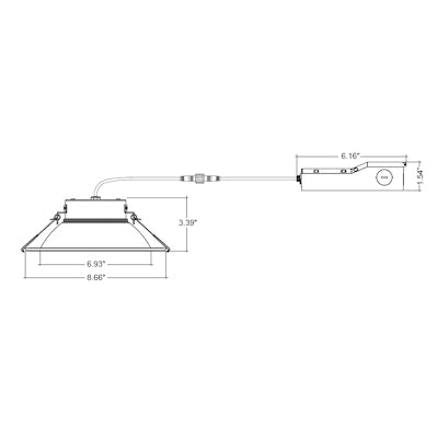 Envision LED-CMDEX-8-3M30-5CCT-CUNV-16W-27K, 120-347V, 8" Commercial Downlight CMD-Line - White