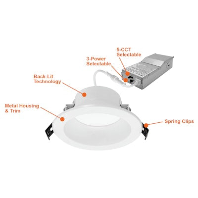 Envision LED-CMDEX-4-3M12-5CCT-CUNV-9W-27K, 120-347V, 4" Commercial Downlight CMD-Line - White