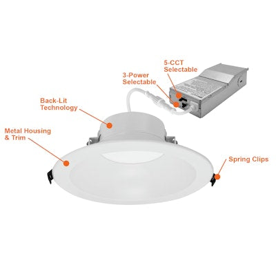 Envision LED-CMDEX-6-3M24-5CCT-CUNV-12W-27K, 120-347V, 6" Commercial Downlight CMD-Line - White