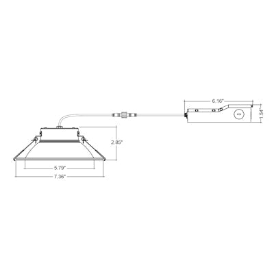 Envision LED-CMDEX-6-3M24-5CCT-CUNV-16W-30K, 120-347V, 6" Commercial Downlight CMD-Line - White