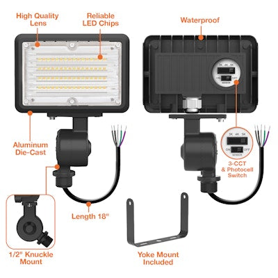 Envision LED-FL-15W-TRI-BL-KNYK-PC, 120-277V, Mini Area Floodlights XS-Line - Black