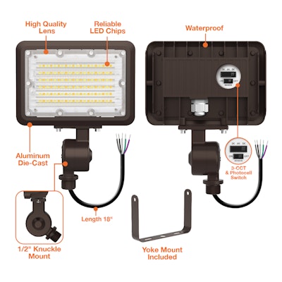 Envision LED-FL-30W-TRI-BZ-KNYK-PC-30w-30K, 120-277V, Mini Area Floodlights XS-Line - Bronze