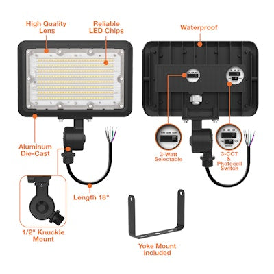 Envision LED-FL-3P60-TRI-BL-KNYK-PC-40W-30K, 120-277V, Mini Area Floodlights XS-Line - Black