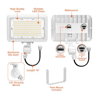 Envision LED-FL-3P60-TRI-WH-KNYK-PC-40W-30K, 120-277V, Mini Area Floodlights XS-Line - White