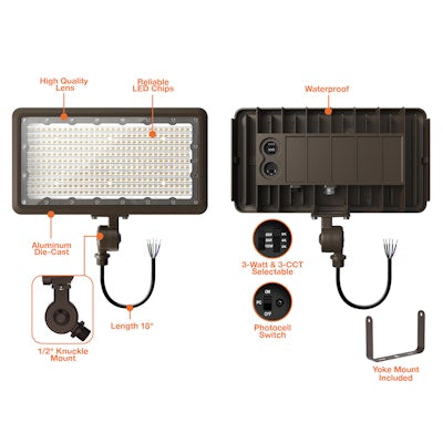 Envision LED-FL-3P150-TRI-BZ-KNYK-PC-100W-30K, 120-277V, Mini Area Floodlights XS-Line - Bronze