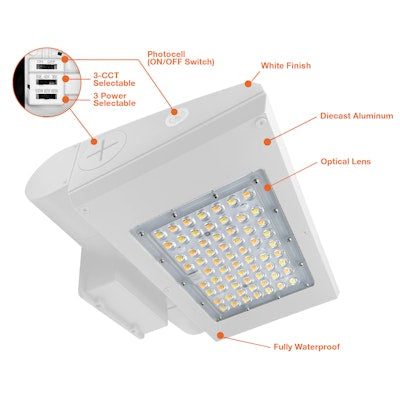 Envision LED-WPFC-ARC-3P65-TRI-WH-PC-30W-30K, 120-347V, Full Cut Off Wall Packs ARCY-Line - White