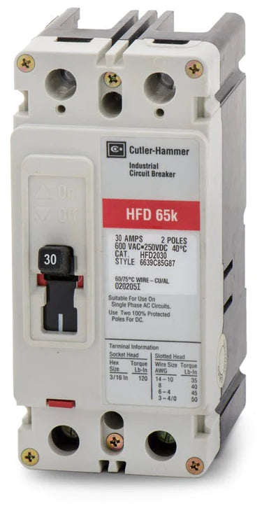Eaton/Cutler-Hammer HFD2030 2 Pole Circuit Breaker - Used