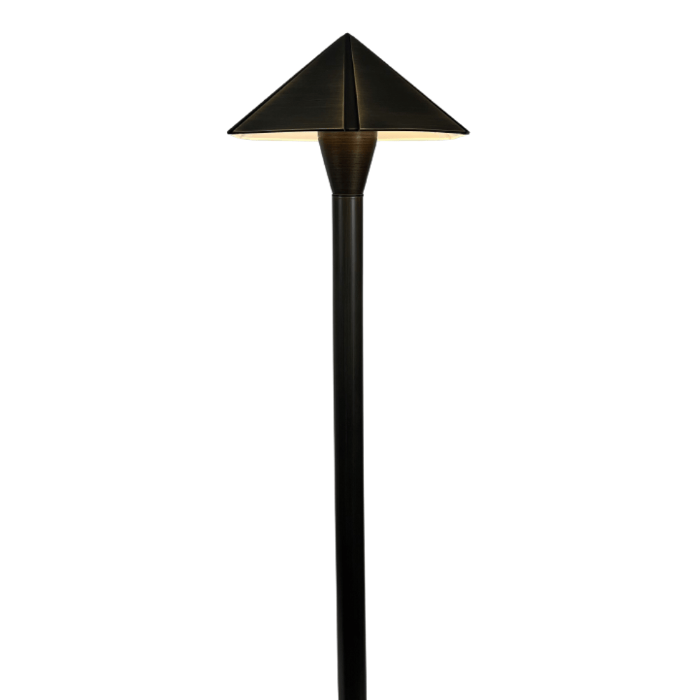 ABBA Lighting PLB19 Heavy-Duty Cast Brass Pyramid Path Light, 12V Low Voltage, G4 LED Compatible, IP65 - Dark Brass Finish