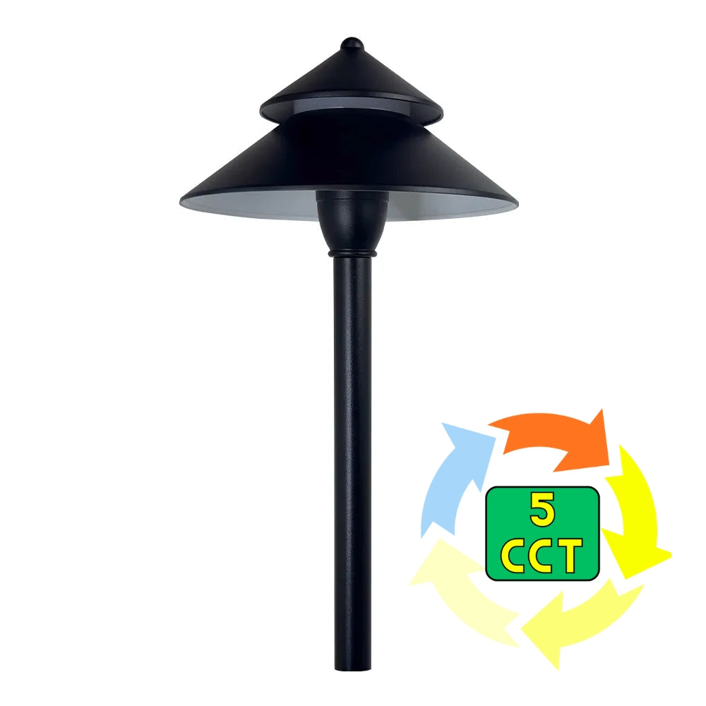 ABBA Lighting CDPA77 Adjustable Aluminum Path Light, 3W Integrated LED, 5CCT Selectable, 130 Lumens, 12V–24V AC/DC, IP65 - Black Finish