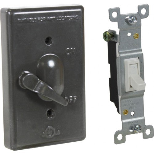 Orbit 1CA-SW15-BR 1-Gang Lever Cover With S/P 15A Switch, Device Mount, Aluminum - Bronze