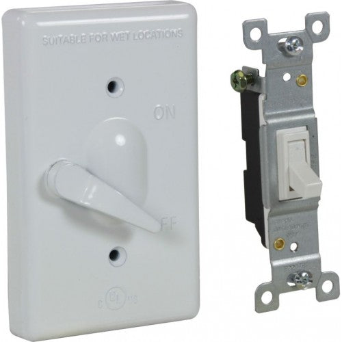 Orbit 1CA-SW15-W 1-Gang Lever Cover With S/P 15A Switch, Device Mount, Aluminum - White