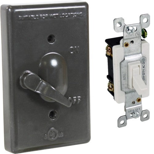 Orbit 1CA-SW20-BR 1-Gang Lever Cover With S/P 20A Switch, Device Mount, Aluminum - Bronze