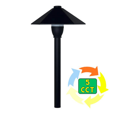 ABBA Lighting CDPA78 Hexagon Umbrella Aluminum Path Light, 3W LED, 5CCT Selectable, 150 Lumens, 12V AC/DC, IP65 - Black Finish